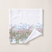 Hübsch Pink Wilde Rose und Foliage auf Trellis Badhandtuch Set (Waschlappen)