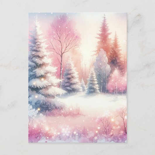 Hübsch Pink Winter Wonderland Weihnachten Postkarte (Vorderseite)
