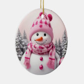 Hübsch Pink Xmas Snowman Keramik Ornament (Rechts)