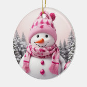 Hübsch Pink Xmas Snowman Keramik Ornament (Links)