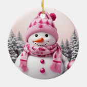 Hübsch Pink Xmas Snowman Keramik Ornament (Hinten)
