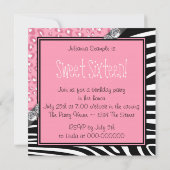 Hübsch Pink Zebra und Leopard Sweet 16 Party Einladung (Rückseite)