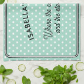 Hübsch Polka Dot Gemustert Light Aqua Küche Geschirrtuch (Gefaltet)