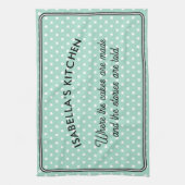 Hübsch Polka Dot Gemustert Light Aqua Küche Geschirrtuch (Vertikal)