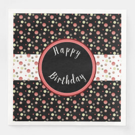 Hübsch Polka Dot Happy Birthday Paper Napkins Serviette