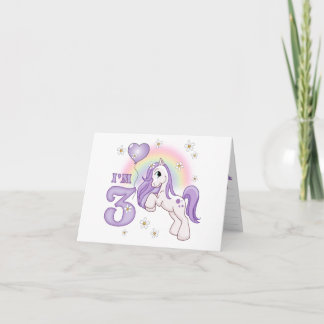 Hübsch Pony 3. Geburtstag Fill-in-Einladungen Dankeskarte