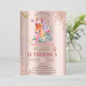 Hübsch Pony Butterfells Rose Gold Tropfen Geburtst Einladung (Stehend Vorderseite)