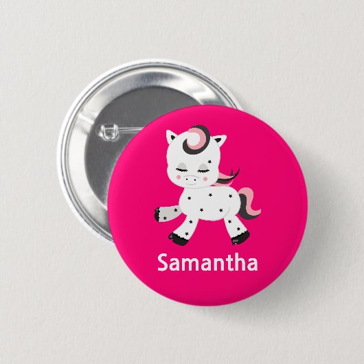 Hübsch Pony Kawaii Pink Button (Vorne & Hinten)