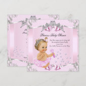 Hübsch Princess Baby Dusche Pink Tutu Blonde Einladung (Vorne/Hinten)
