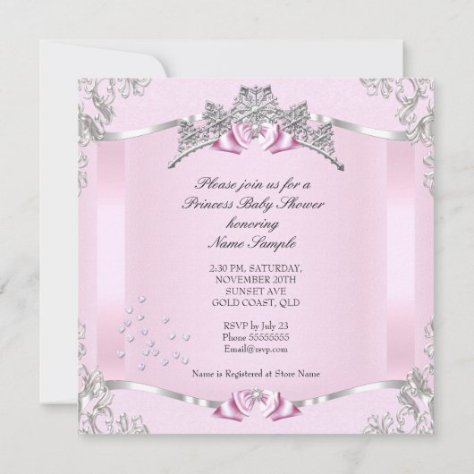 Hübsch Princess Baby Dusche Pink Tutu Brünett Einladung (Rückseite)