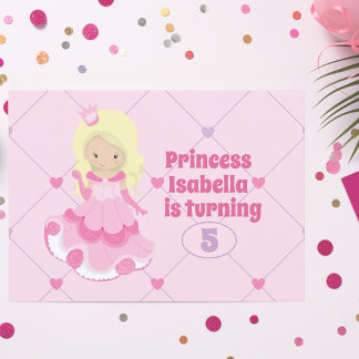 Hübsch Princess Girl Kids Pink Geburtstagsparty Einladung