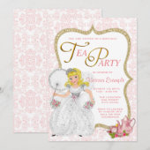 Hübsch Princess Tea Party Einladung (Vorne/Hinten)