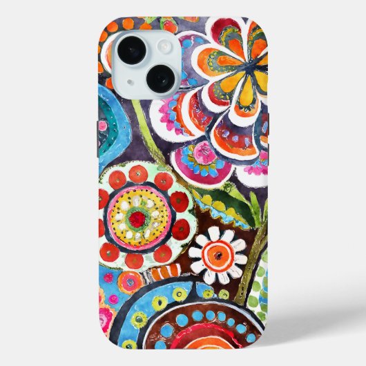 Hübsch Psychedelischer Blumengarten Case-Mate iPhone Hülle (Rückseite)