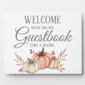 Hübsch Pumpkin Fall Bouquet Guestbook Tabletop Fotoplatte (Vorderseite)