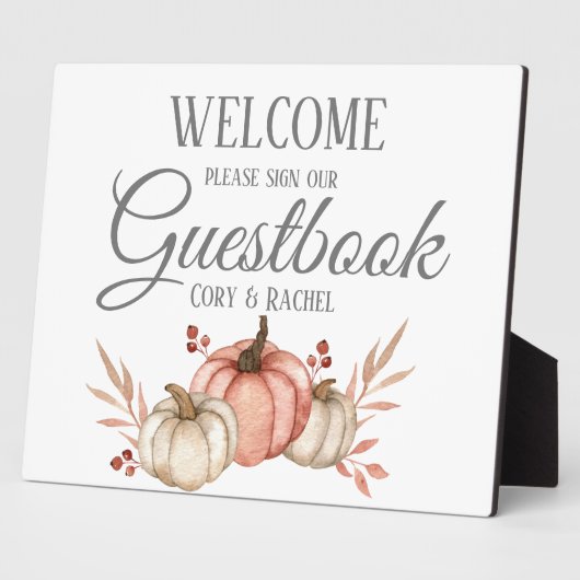 Hübsch Pumpkin Fall Bouquet Guestbook Tabletop Fotoplatte (Seite)