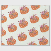 Hübsch Pumpkin Floral Girly Geburtstag Geschenkpapier (Flach)