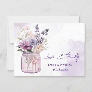Hübsch Purple Flowers Mason Jar Wedding Vielen Dan Postkarte