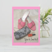 Hübsch Purpurrosa Heels Einladungen zum Geburtstag (Stehend Vorderseite)