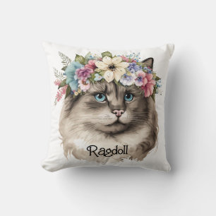 Hübsch Ragdoll Cat Floral Personalisiert Kissen
