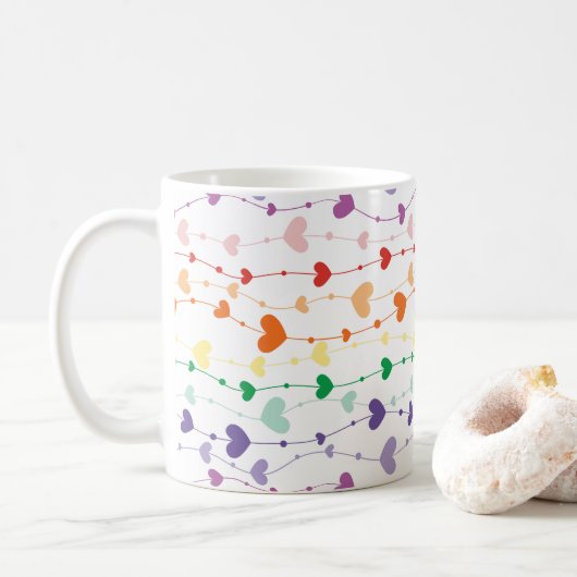 Hübsch Rainbow Hearts Pattern Küche Kaffeetasse (Mit Donut)