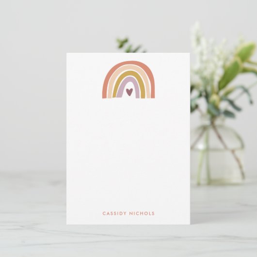 Hübsch Rainbow Peach Lavender Boho Babysitter Dankeskarte (Stehend Vorderseite)