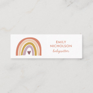 Hübsch Rainbow Peach Lavender Boho Babysitter Mini Visitenkarte