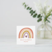 Hübsch Rainbow Peach Lavender Boho Babysitter Quadratische Visitenkarte (Stehend Vorderseite)
