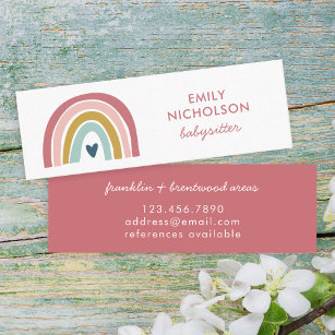 Hübsch Rainbow Pink Navy Mustard Boho Babysitter Mini Visitenkarte