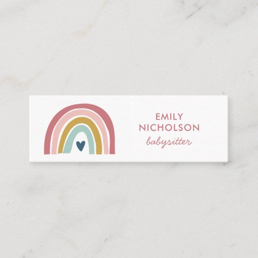Hübsch Rainbow Pink Navy Mustard Boho Babysitter Mini Visitenkarte (Vorderseite)