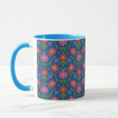 Hübsch Rangoli Blume Polka Dot Blue Ringer Tasse (Links)