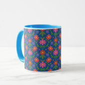 Hübsch Rangoli Blume Polka Dot Blue Ringer Tasse (Vorderseite Links)