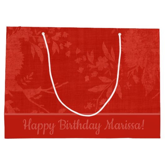 Hübsch Red auf Red Floral Pattern Große Geschenktüte (Rückseite)