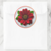 Hübsch Red Blume #1 Runder Aufkleber (Tasche)