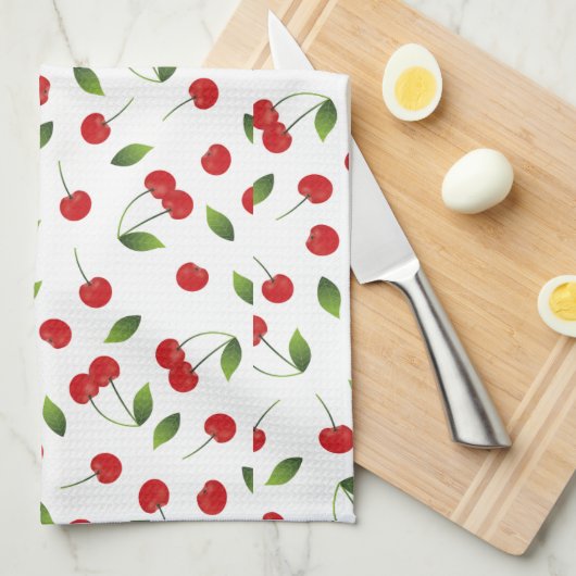 Hübsch Red Cherry Geschirrtuch (Viertel Falte)
