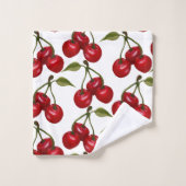 Hübsch Red Cherry Watercolor Badhandtuch Set (Waschlappen)