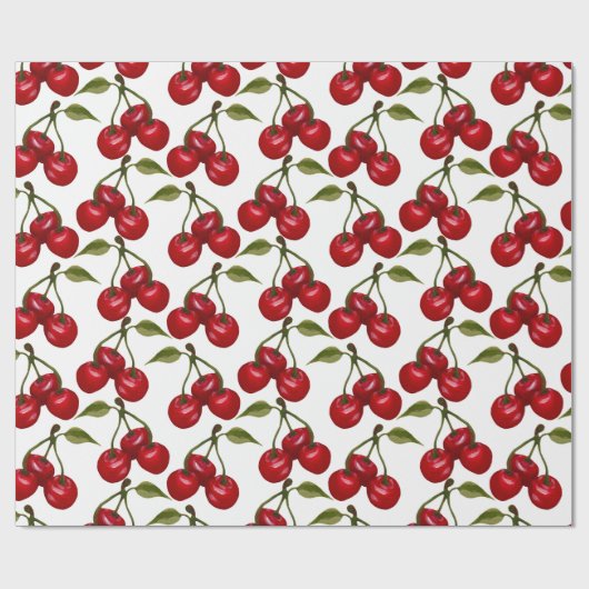 Hübsch Red Cherry Watercolor Geschenkpapier (Flach)