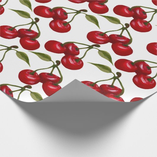 Hübsch Red Cherry Watercolor Geschenkpapier (Ecke)