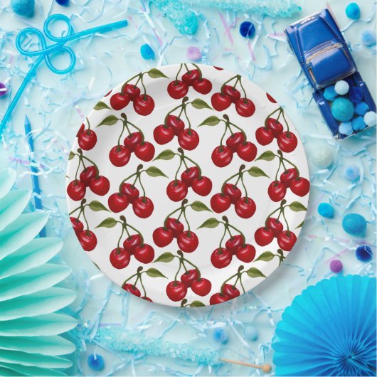 Hübsch Red Cherry Watercolor Pappteller (Party)