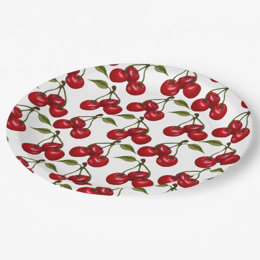 Hübsch Red Cherry Watercolor Pappteller (Schrägansicht)