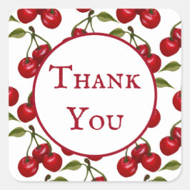Hübsch Red Cherry Watercolor Vielen Dank Quadratischer Aufkleber