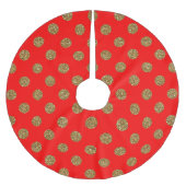 Hübsch Red Gold Glitzer Dots Muster Weihnachten Polyester Weihnachtsbaumdecke (Vorderseite)