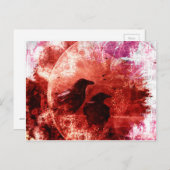 Hübsch Red Grunge Raven Fantasy Design Postkarte (Vorne/Hinten)