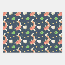 Hübsch Red Koi Geschenkpapier Set