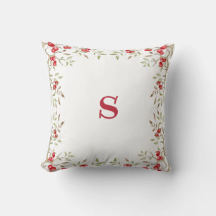Hübsch Red Monogram Red Berries Weihnachtsfeiertag Kissen