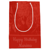 Hübsch Red on Red Floral Background Mittlere Geschenktüte (Vorderseite)