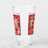 Hübsch Red Tan Damask Country Farm Glas (Links)