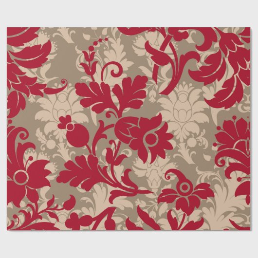 Hübsch Red Tan Damask Geschenkpapier (Flach)
