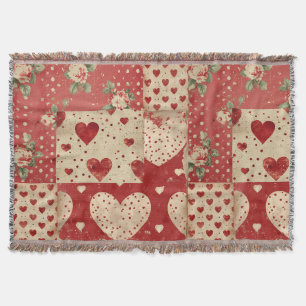 Hübsch Red Vintag Shabby Chic Patchwork Decke