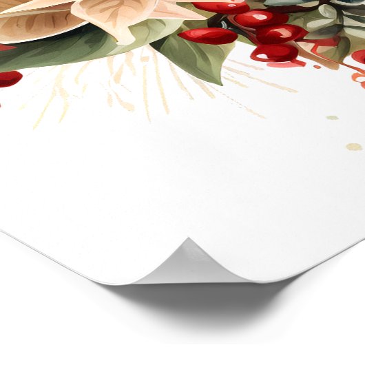 Hübsch Red Watercolor Weihnachten Poinsettia Blume Poster (Ecke)