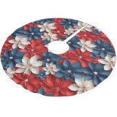 Hübsch Red White Blue Blumen Design Weihnachten Polyester Weihnachtsbaumdecke (Schrägansicht)